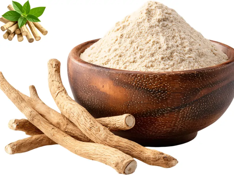 Ashwagandha root and powder — Ayurvedic adaptogen for anti-aging skin care