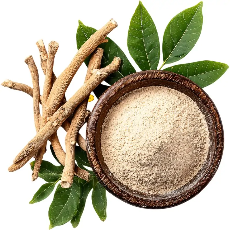 Ashwagandha root and powder — earthy brown tones